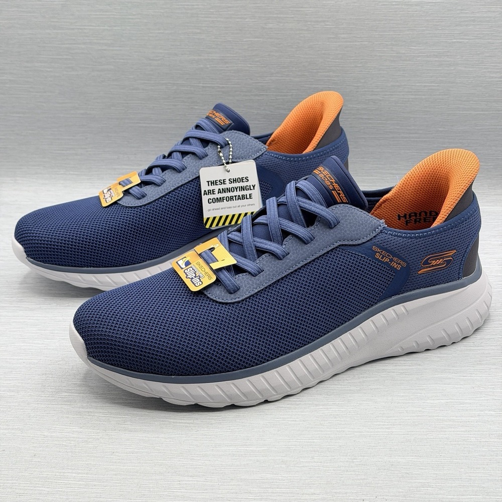 Skechers Slip Ins Men's 8 Sneakers Navy Blue Bobs Breathable Comfort 118311